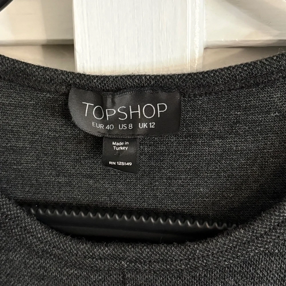 Topshop Dark Grey Women’s Sz 8 Seamed Sleeveless Bodycon Strech Tunic Mini Dress - Picture 6 of 7